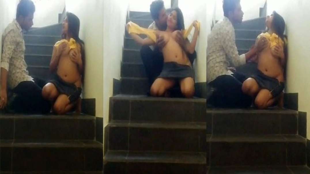 Horny Booby Girl Sex On Staircase Captured On Cam
