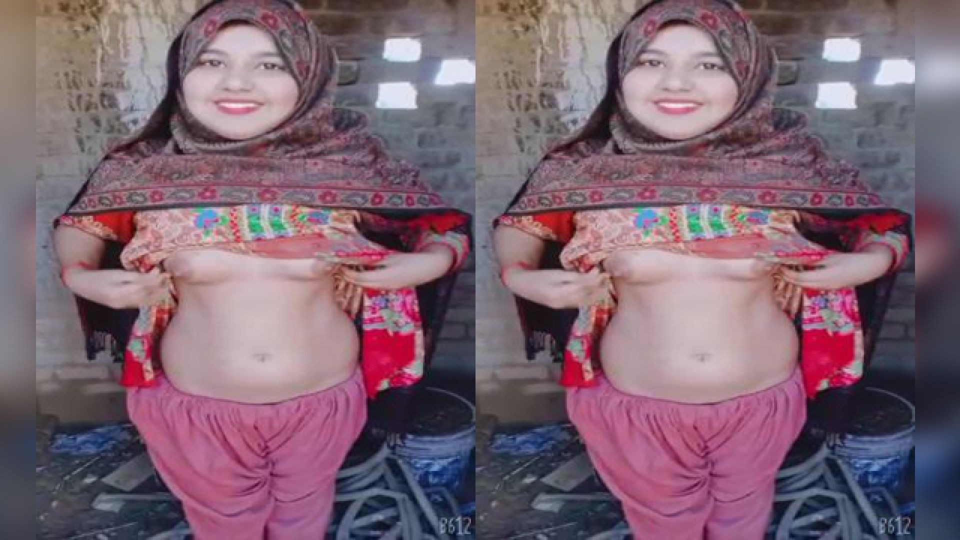 Hijabi paki girl shows boobs and hairy puss