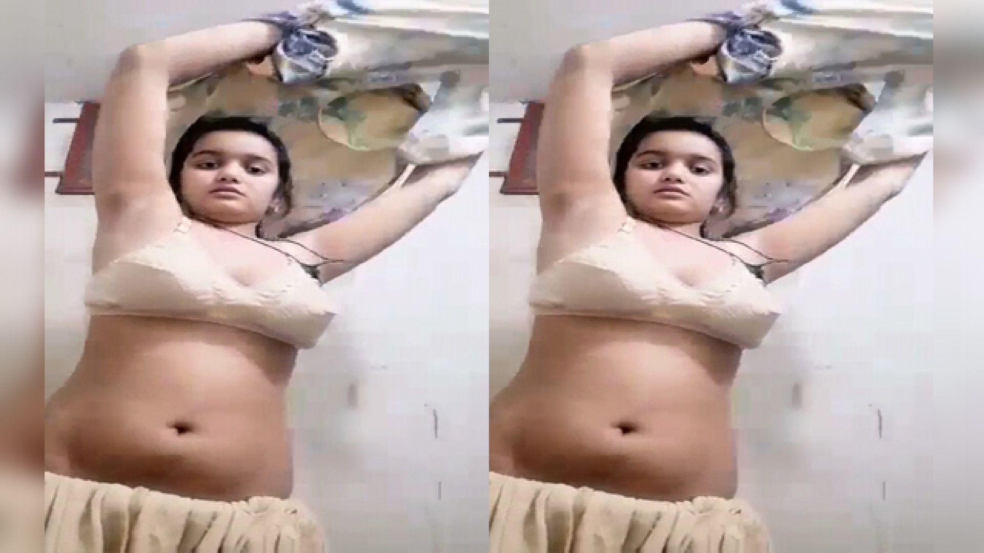Indian village Young girl in bathroom removing suit