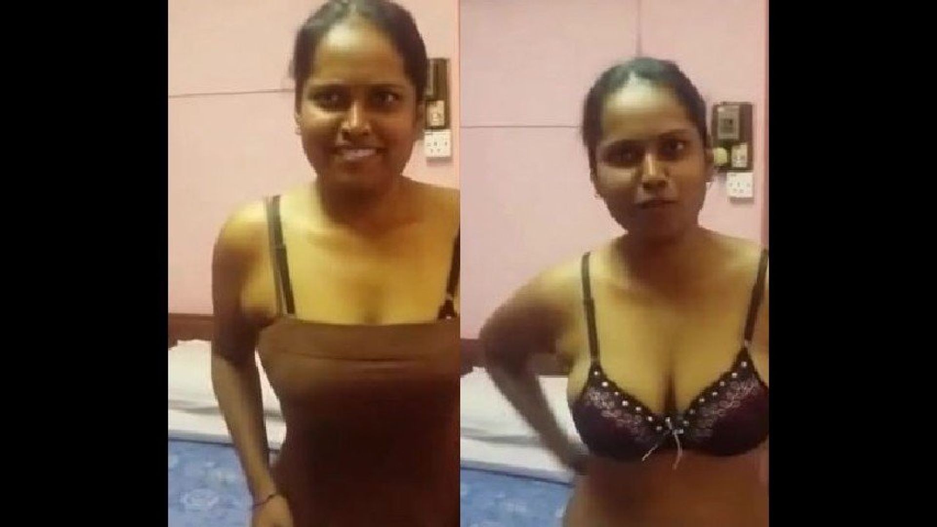 WIfe strips nude and gives blowjob